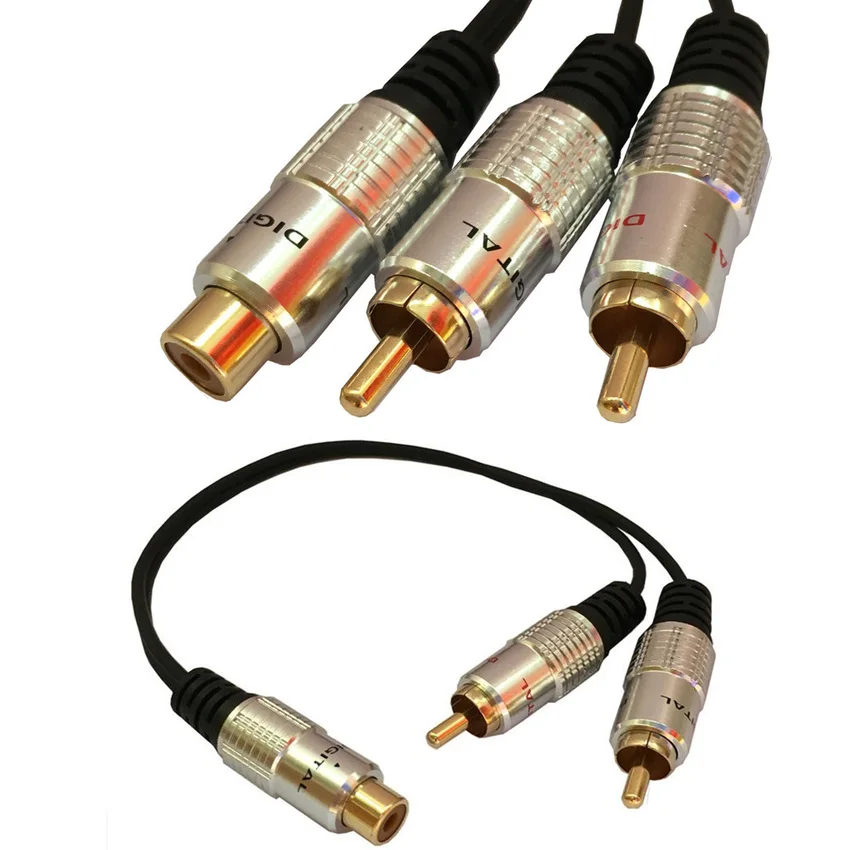 2 RCA (штекер) на 1 (гнездо) стерео аудио Y адаптер кабель сабвуфера штекера гнездо