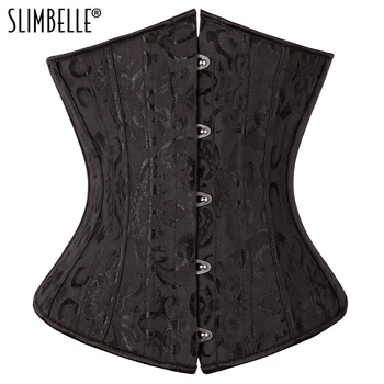 

Woman Steampunk Gothic Brocade 26 Steel Bones Waist Trainer Corset Body Shaper Waist Cinchers Control Underbust Corsets Bustiers