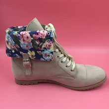 2016 Botas Mujer Botas Marrón Claro Imagen Real Partido de Las Señoras botas de Impresión Botines Mujer Partido de Las Señoras Zapatos Planos Con Los Zapatos barato