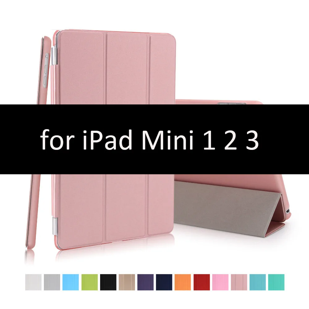 Чехол для for IPad Mini 1/2/3, golp 2 в 1 идеально подходит Магнитный искусственная кожа Smart Cover ПК прозрачный чехол для for IPad Mini 1/ 2/3 - Цвет: Rose Gold-123