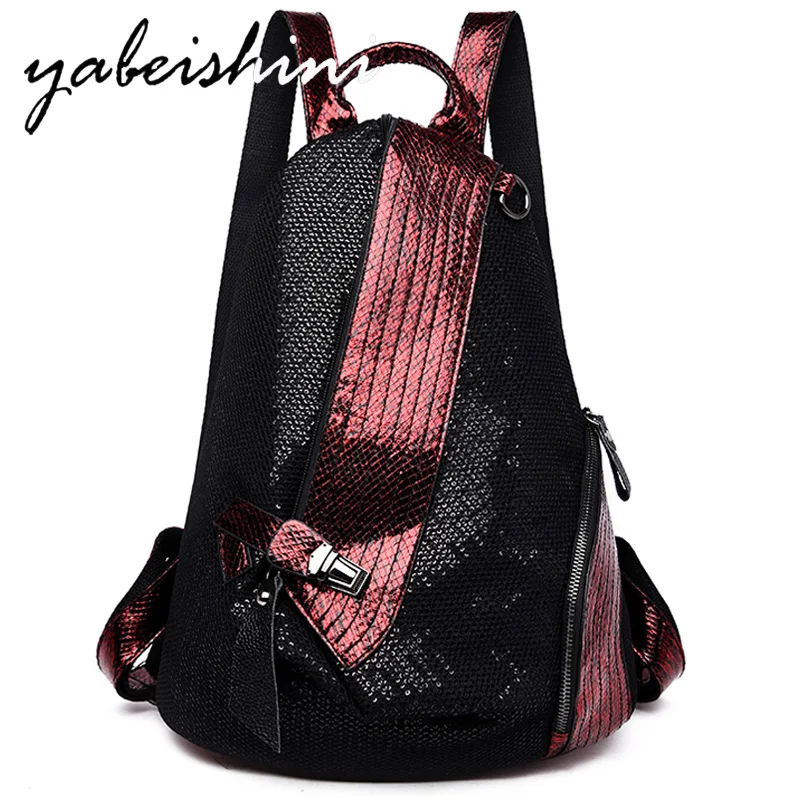 

Multifunction Women's Sequin Backpack Female Leather Backpack Lady travel Backpack shoulder bag High Quality Schoolbag Mochilas