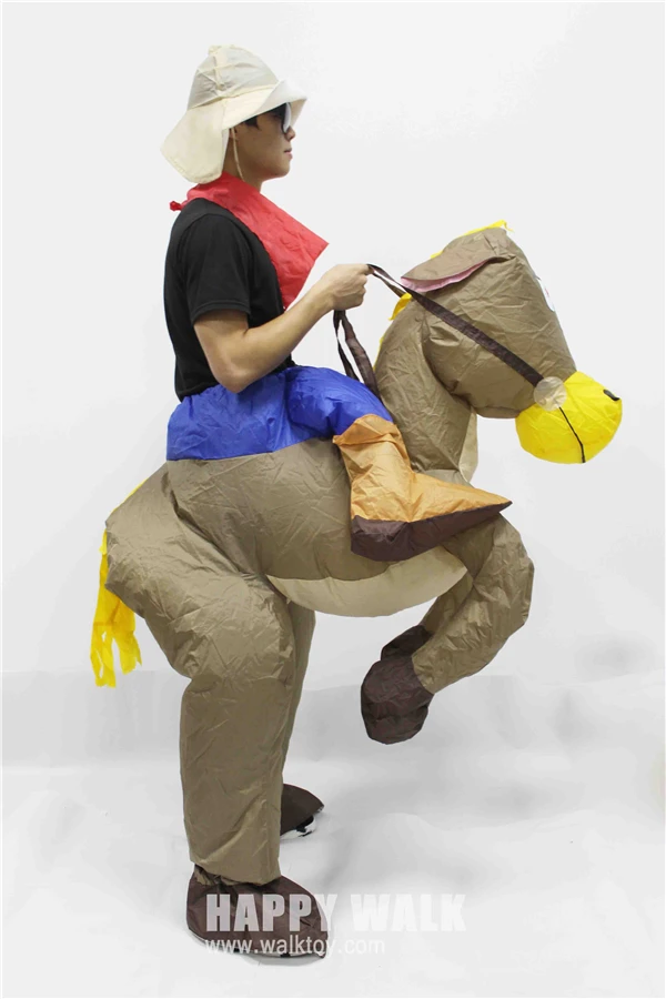 Best Sell Inflatable Cowboy Dinosaur Costume Ride On Horse Fancy Party