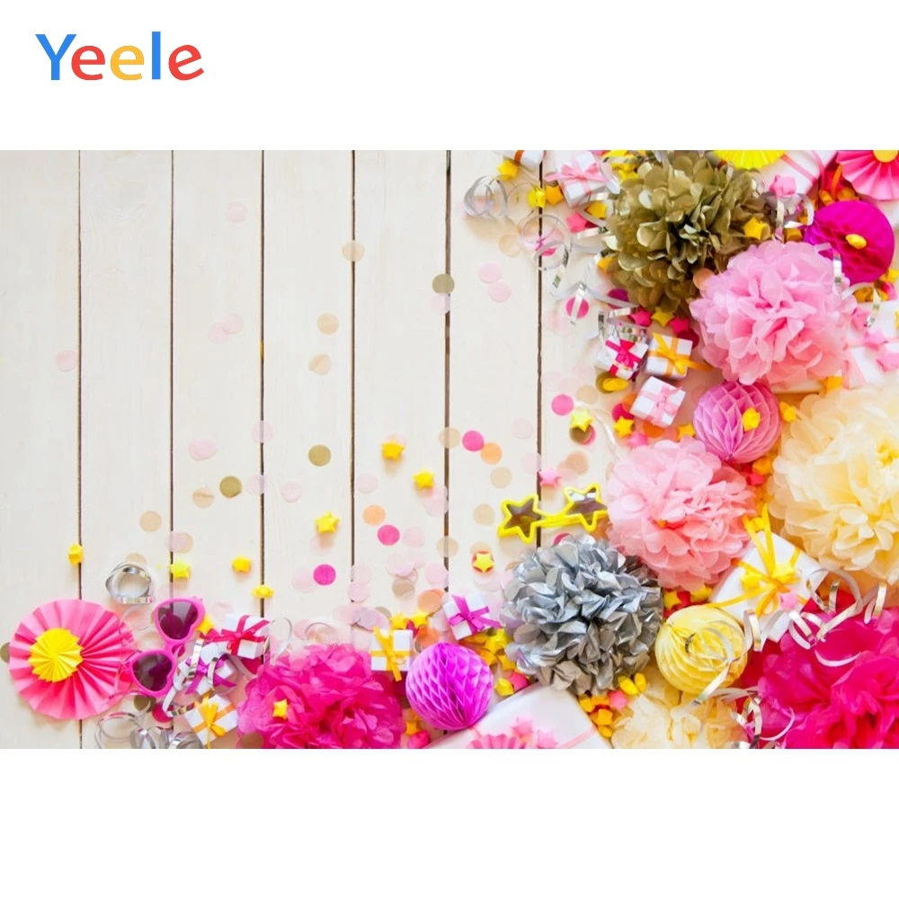 

Yeele Vinyl Flowers Wood Board Gifts Girl Birthday Party Photography Backdrop Princess Photographic Background Photo Studio