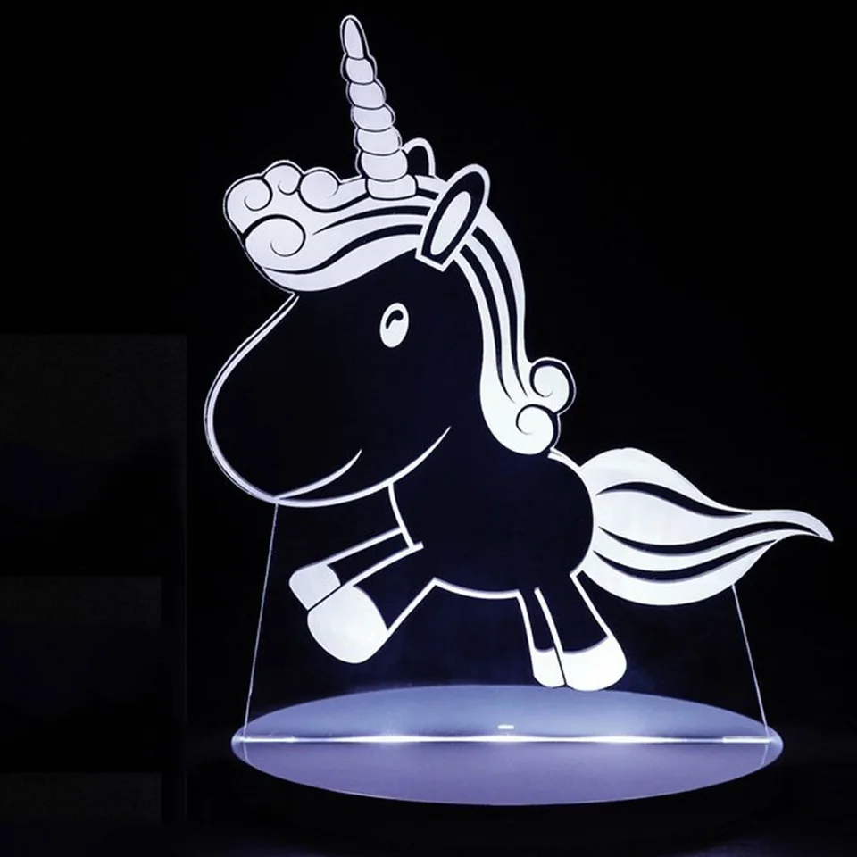 

Creative 3D Visual Night Lights Usb Lovely Unicorn Shape Colorful Led Cartoon Table Lamp Kids Bedroom Sleep Decor Lamp Fixtures