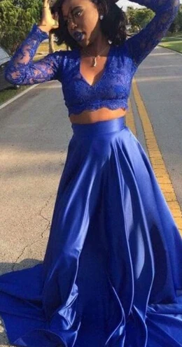 Royal Blue 2-piece Prom Dress