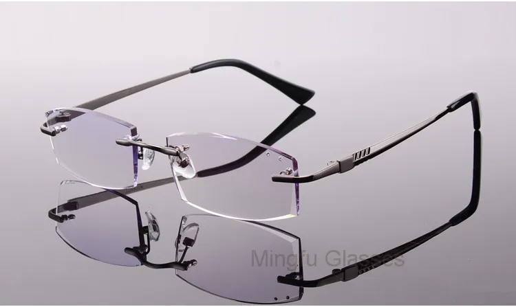 Титановые очки мужские без оправы по рецепту для чтения близорукость фотохромные мульти фокусные очки цветные линзы бескаркасные очки 28