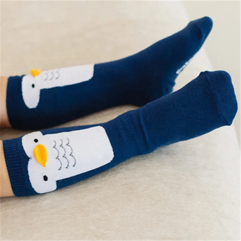 BalleenShiny/детские носки милые мягкие хлопковые носки с рисунками для мальчиков и девочек, утиный Пингвин, детские Нескользящие Длинные Носки с рисунком животных
