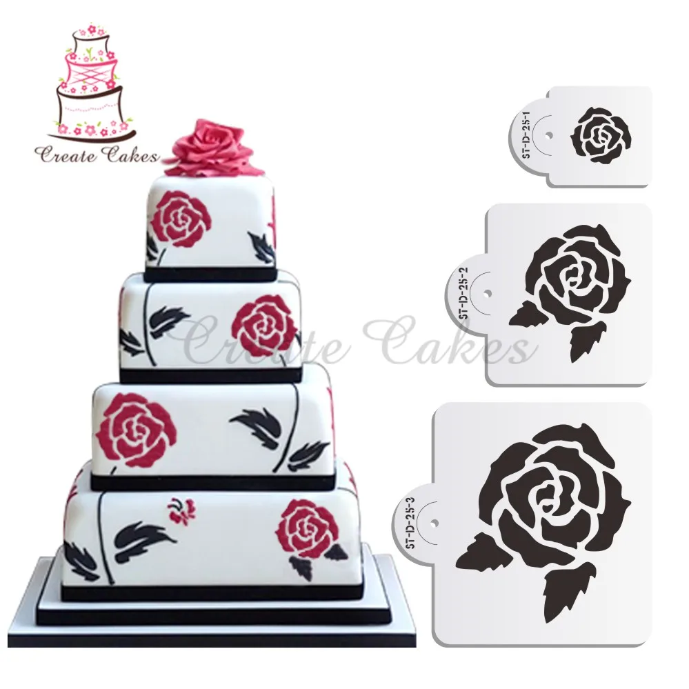 Flower Roses Cake Stencil Set Flower Cake Decorating Stencil Plastic
