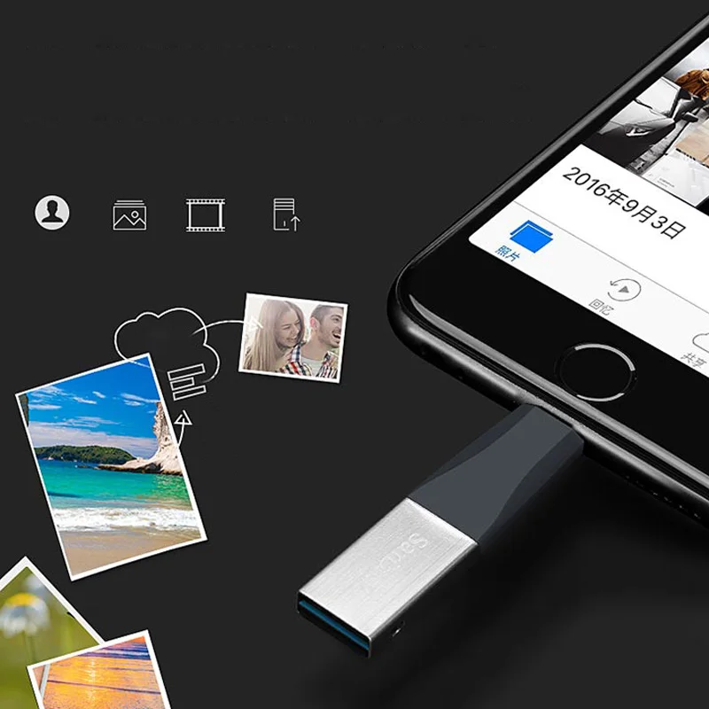 Sandisk iXPAND unidad FLASH USB 30 GB 32GB 64GB Lightning a pluma de Metal de disco U para IOS 82 s