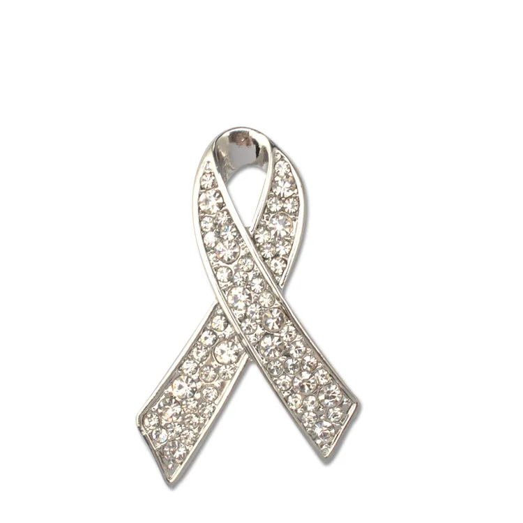 

New full rhinesotne metal ribbon bow charm Anti AIDS propaganda pin brooch fashion ornament accessory 3pcsx