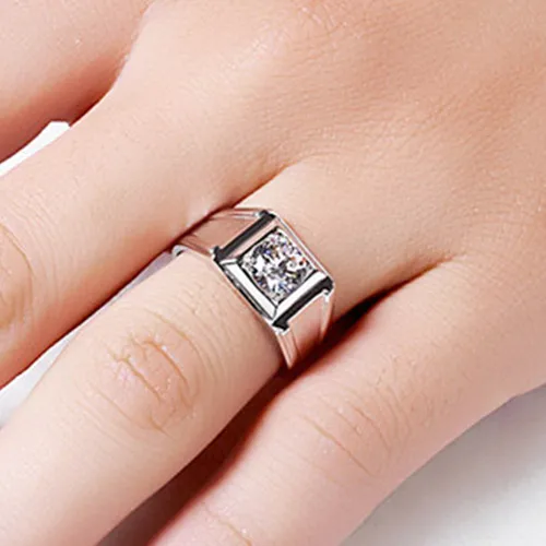 Threeman Promise Man Ring Solid 14kt White Gold 0 5ct Synthetic Threeman Promise Man Ring Solid 14kt White Gold 0 5ct Synthetic Diamonds Men Engagement Wedding Anniversary For In Rings From