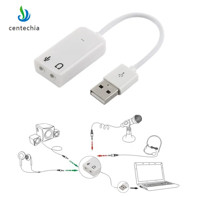 Centechia Новый USB 2 0 Звуковая карта Виртуальная 7 1 канал аудио 3D адаптер с кабельной