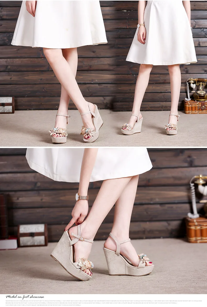 8_2019 Summer New Elegant Fashion High Heel Wedges Sandals Small Size Female Pink White Peep Toe Wedding Shoes