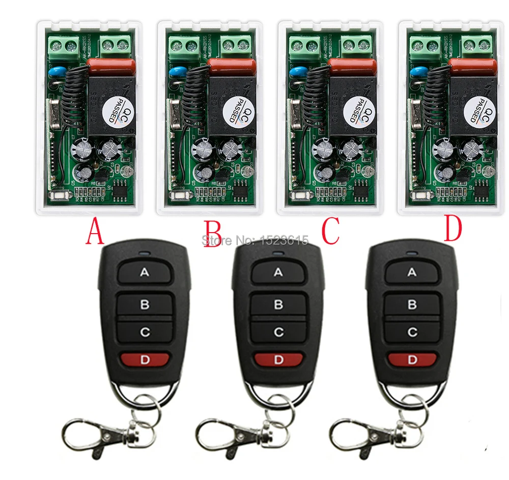 

most simple wiring New AC220V 1CH 10A Wireless Power Switch System 4 Receiver & 3Transmitter Learning Code Toggle Momentary