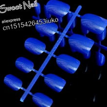2016 24pcs Adorable fashion candy oval decorative fake nails short round section Deep Blue P375X