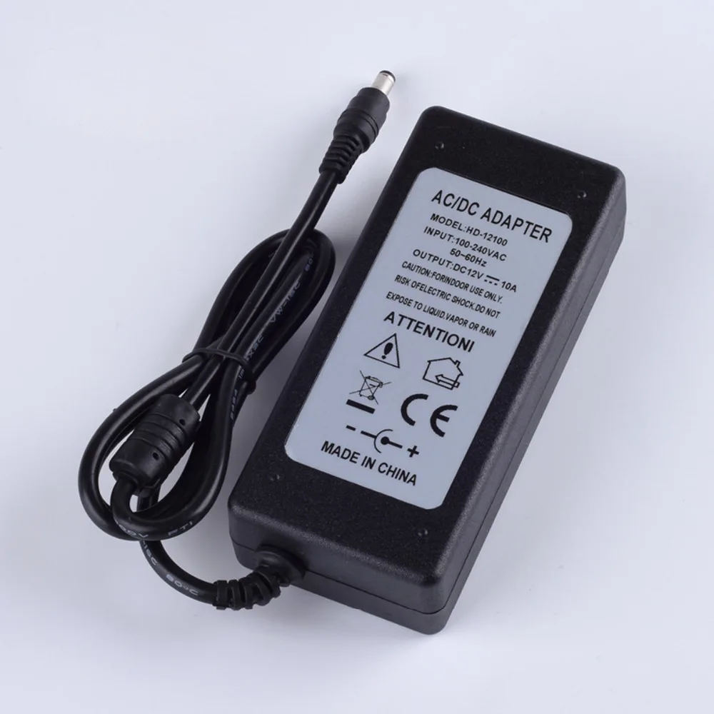 

New AC100V-240V To DC 12V 10A 50/60Hz Power Supply Adapter for Led Strip
