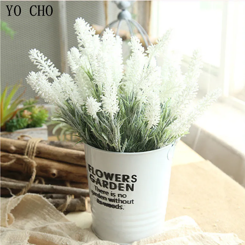 

YO CHO Free Shipping 1 Bouquet 7 Heads Artificial Flowwers Romantic Provence Lavende Fake Flower For Wedding Home Decoration DIY