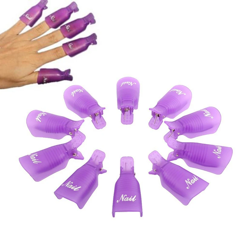 New 10pcs/lot Plastic Nail Tools Acrylic Nail Art Soak Off UV Gel Nail