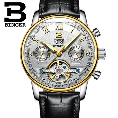 Швейцарские BINGER часы мужские люксовый бренд Tourbillon несколько функций водонепроницаемые Механические Мужские наручные часы B-8603M-6 - Цвет: Item 7