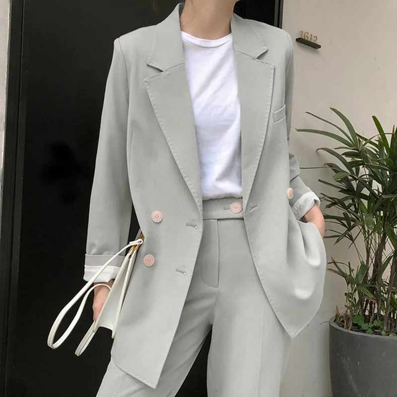 

Customized now popular new ladies double-breasted suit two-piece suit (jacket + pants) ladies business office dress