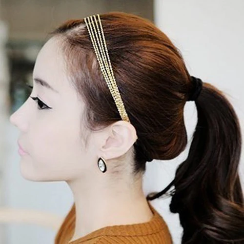 Hot Gold Women s Multilayer Alloy Tassel Chain Hair Hoop Headpiece Hair Band Headband Hairwear 5BQH