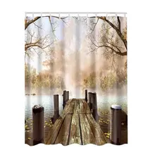 Por Country Bathroom Curtains 1pc 180x 180cm Pattern Shower Curtain Bathroom Waterproof Fabric Lake House Nature Country Rustic Home