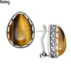 Pendientes de ojo de tigre de gota para mujer, aspecto Vintage, flor chapada en plata antigua, pendiente de piedra Natural ► Foto 1/6
