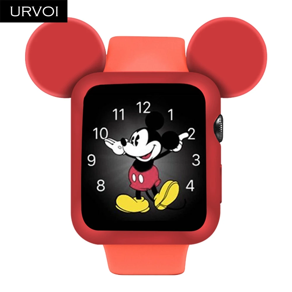 URVOI Cover for apple watch case series 4 3 2 40/44mm band protector for iWatch silicone cartoon design cover for Mickey URVOI Cover for apple watch case series 4 3 2 40/44mm band protector for iWatch silicone cartoon design cover for Mickey