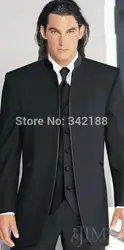 Горячая распродажа черный жених смокинги / стоять воротник костюмы / свадебные дружки мужчины свадебные костюмы / жених ( куртка + брюки +