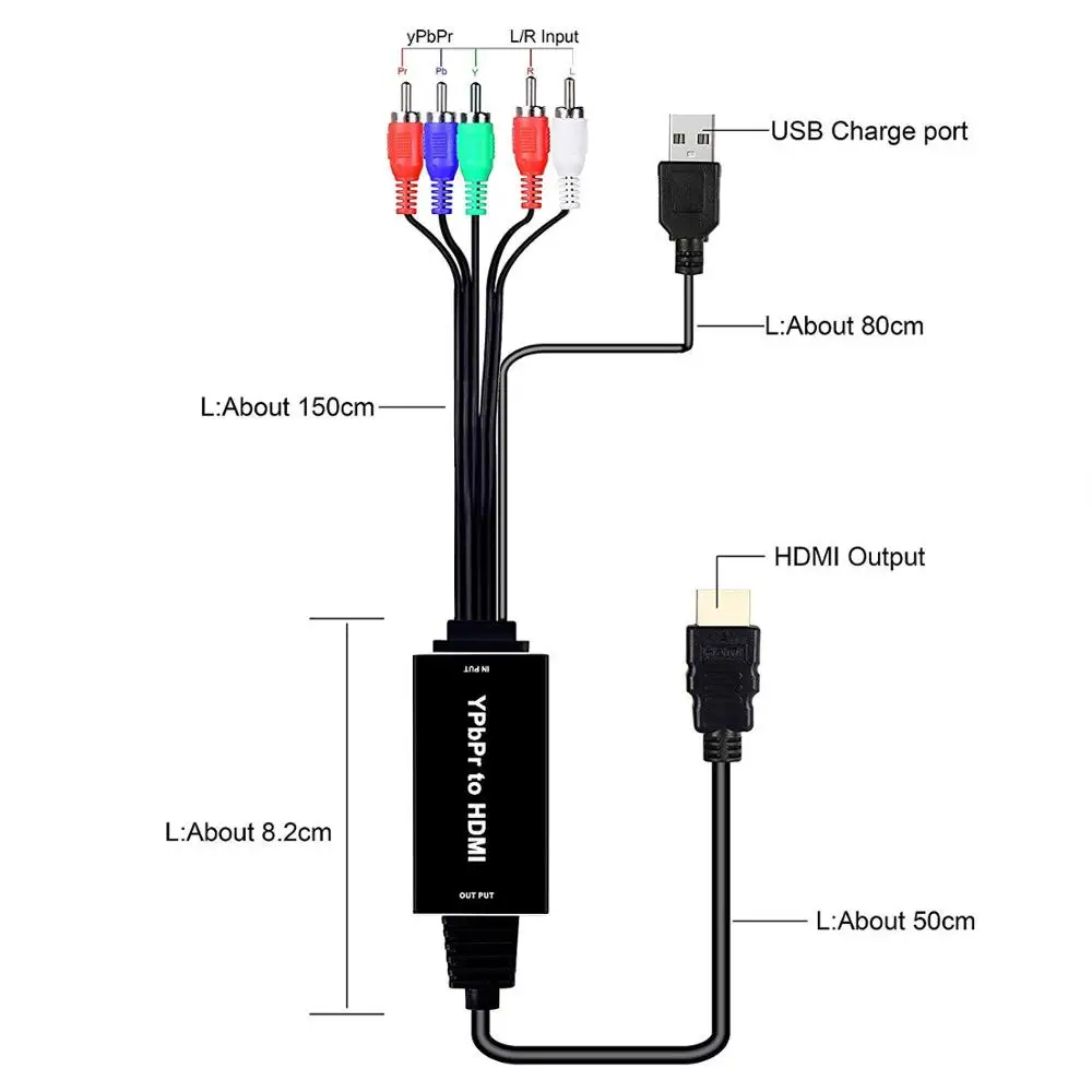 Адаптер преобразователь YPBPR в HDMI 5RCA RGB поддержка 1080P цветовая разница конвертер