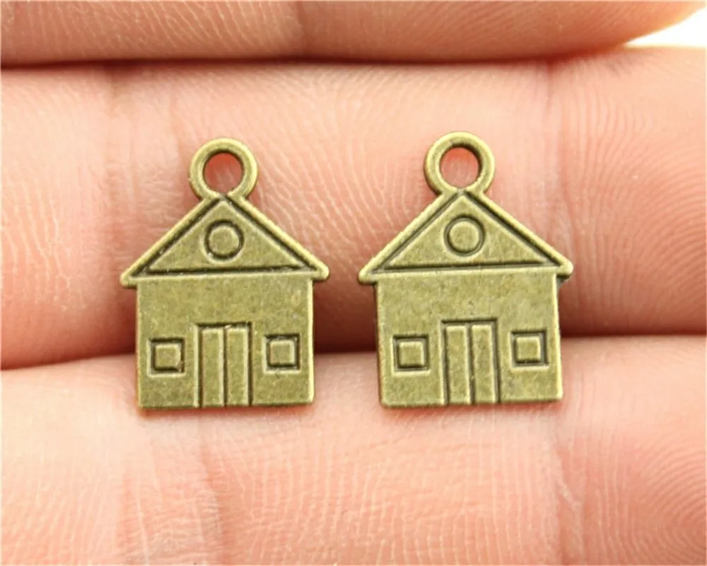 WYSIWYG 30pcs 16x12mm Vintage Double Sided House Charms Charm For
