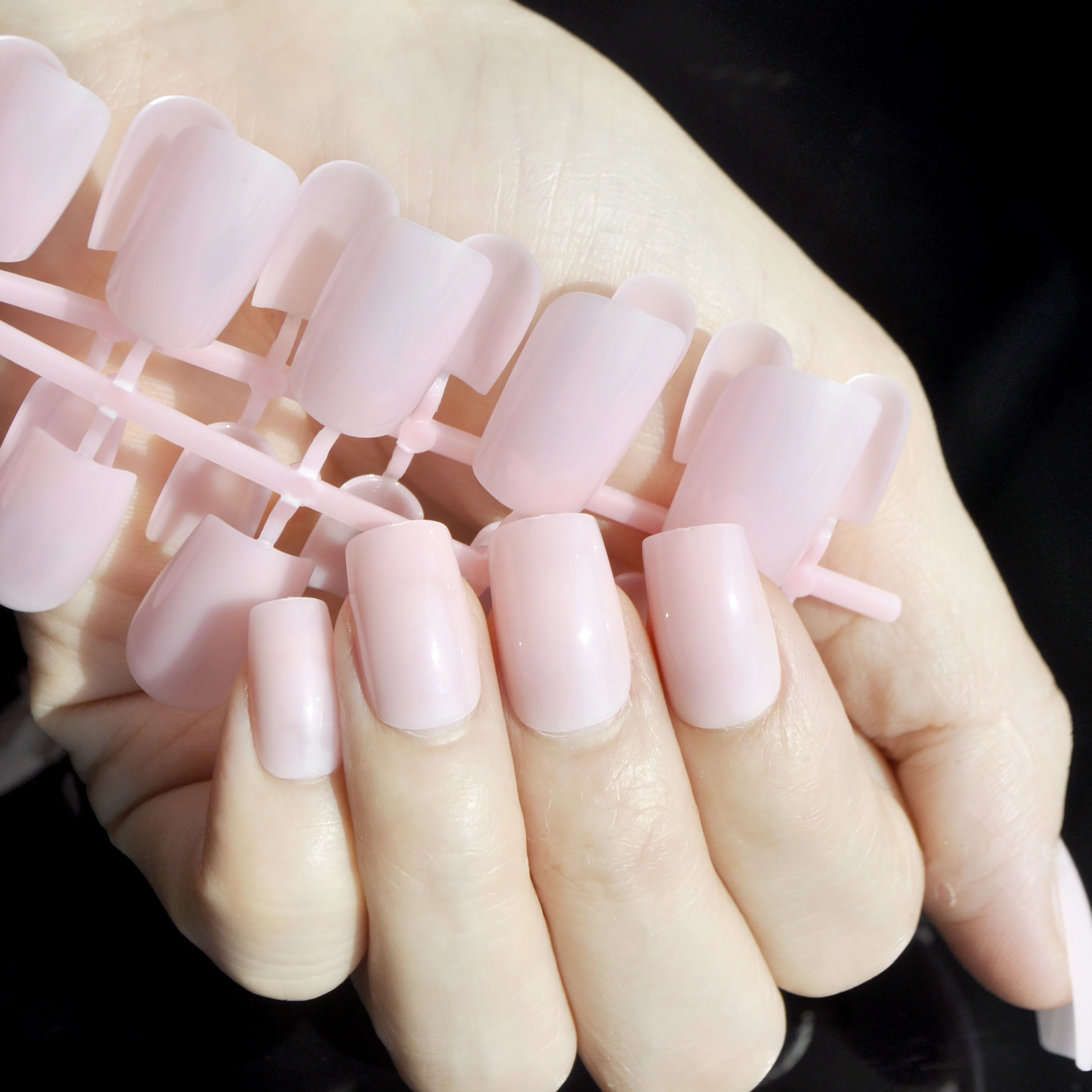 Light Pink Acrylic Nails Square Long Lady Shine Press On Light Pink Acrylic Nails Square Long Lady Shine Press On 24pcs Full Nail Tips Kit Easy Design Diy 085m In False From Beauty Health