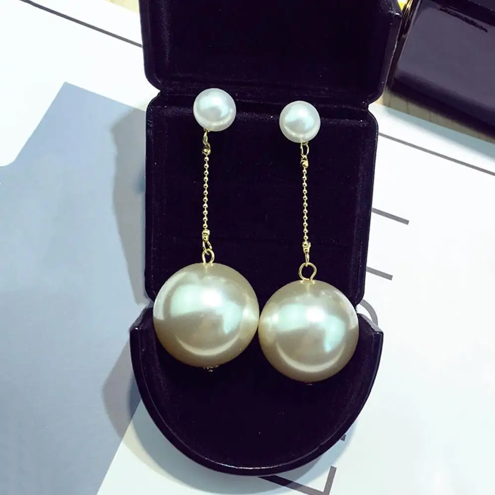 

Women Party Long Chain Tassel Big Faux Pearl Dangle Stud Earrings Jewelry Gift dropshipping