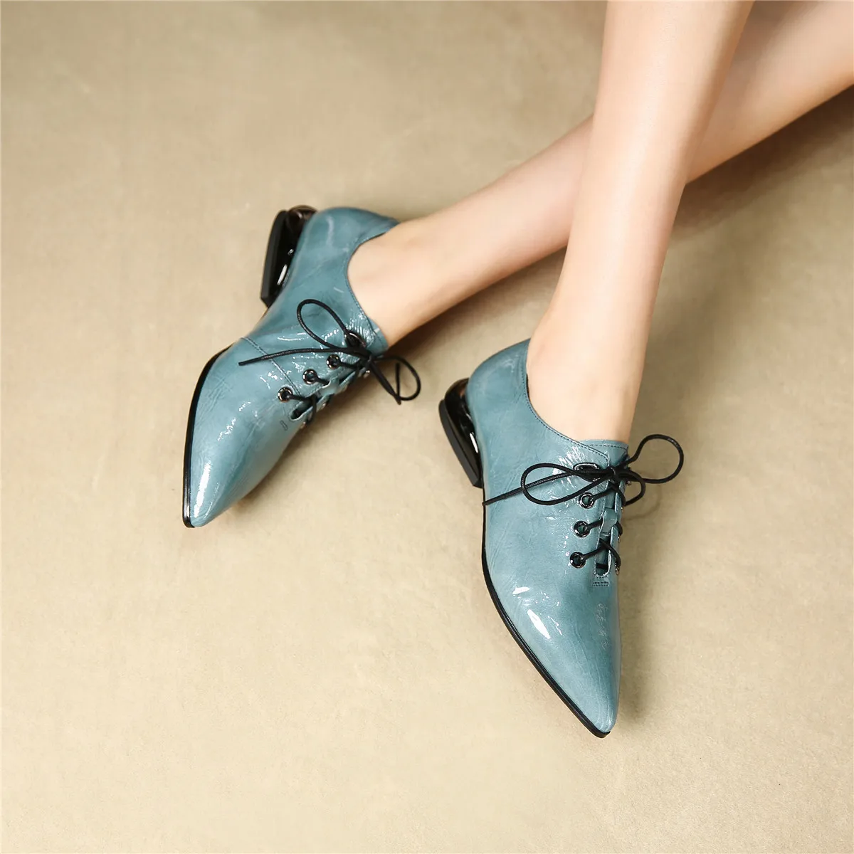 Plus size 34-42 women's genuine leather lace-up flats oxfords leisure soft comfortable espadrilles casual british style shoes