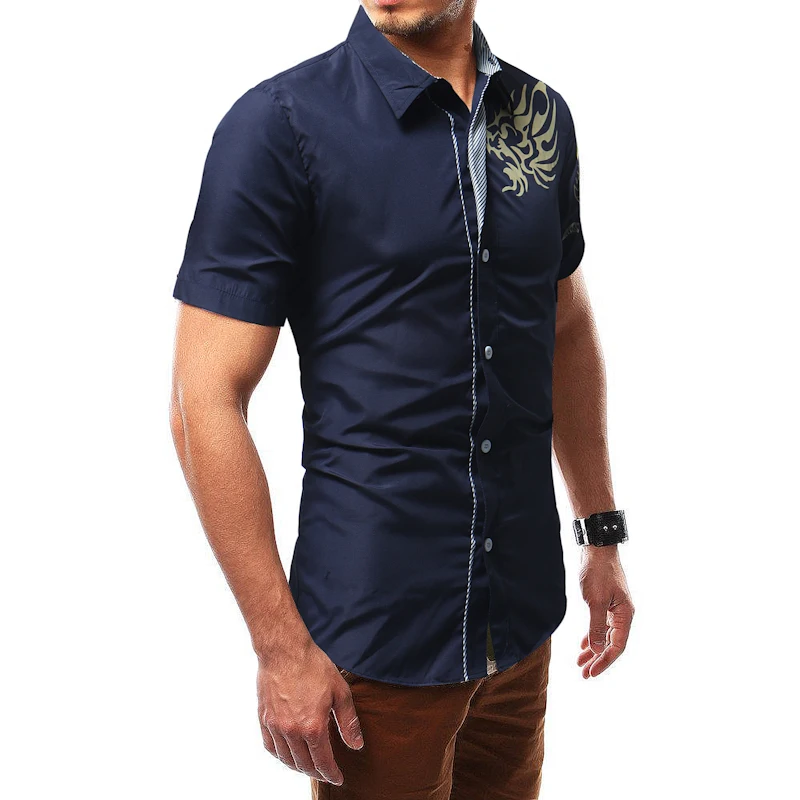 Men Shirt Luxury Brand 2018 Male Long Sleeve Shirts Casual Mens Great Body Pattern Printing Slim Fit Dress Shirts Mens M-4XL