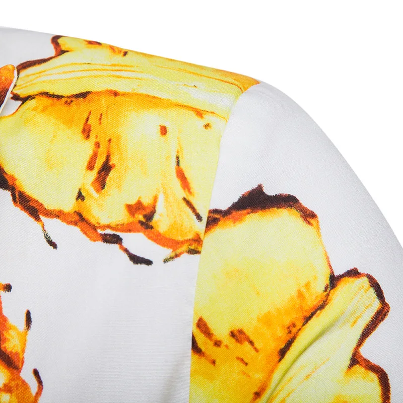 Для мужчин пиджак Slim Fit Vete Для мужчин футболка Homme 2018 с принтом ананаса Гавайи Повседневное одна кнопка бренд блейзер Masculino S-XXL