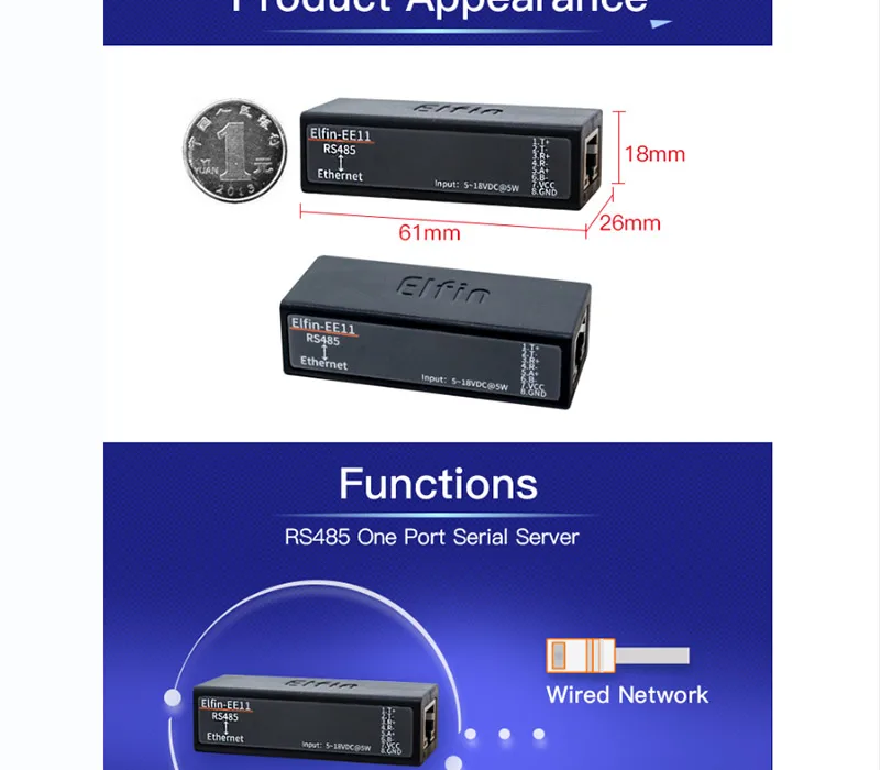 RS485 к Ethernet модуль Ethernet последовательный порт сервер RJ45 конвертер сетевое устройство Поддержка TCP IP Telnet Modbus протокол EE11
