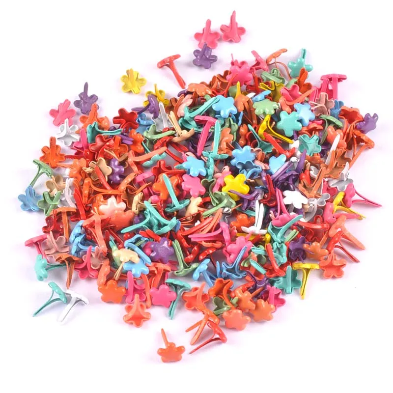 

Mini multicolor Flower Brads Scrapbooking Embellishment Fastener Brads Metal Crafts For Paper Decoration 7x10mm CP2163