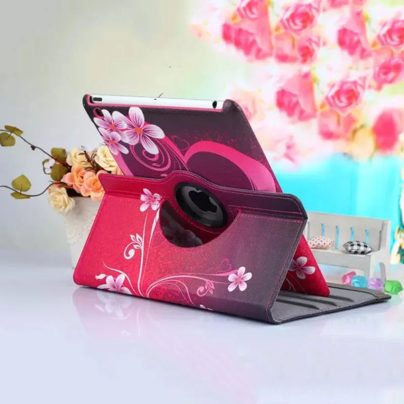 

For iPad 9.7" 2017 Arrive 360 Rotating Flower Butterfly Flip Stand PU Leather Case Cover For iPad 9.7 2017 Tablet Case