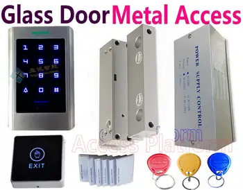 

Glass doorframeleless lock automatic door controller standalone touchable metal case pin code access control Strike lock+Power