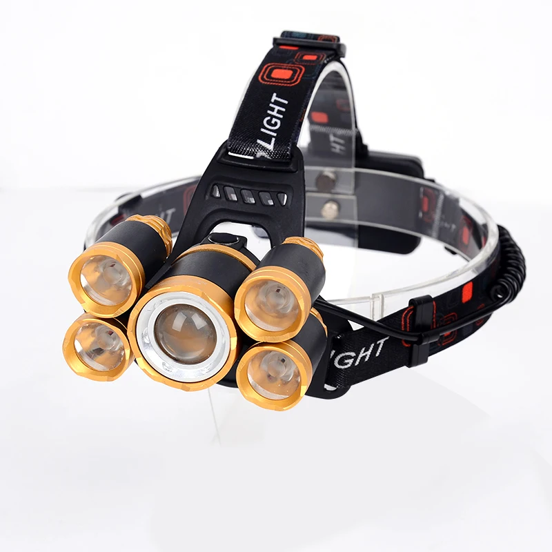 Farol Zoom Lanterna Tocha Acampamento Pesca Uso 2*18650 Bateria - ac Carro Usb Carregamento 5 * t6 Led 1 Faróis de LED