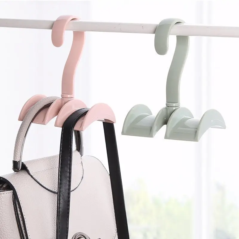 Clothes Hook Closet Organizer Rod Hanger Handbag Storage Rotatable wardrobe Bag Rack Creative Linked Necktie Shelf Hanging | Дом и сад