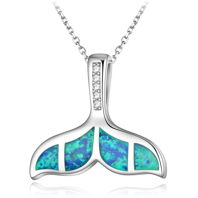 FDLK  Hot New Arrival Cute Ocean Beach Jewelry Blue Opal Sea Turtle 1PC Allergy Free Adjustable Pendant Necklace WhaleTail