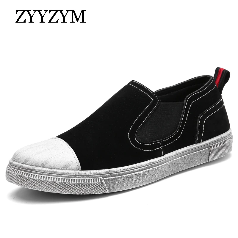 Men Loafers Shoes Spring Autumn Shell toe Retro Style Fashion Trend Youth Flat With Rubber Man