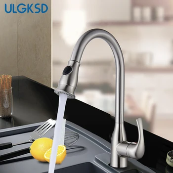 

ULGKSD Kitchen Faucet 2-ways Spray Head Single Handle Deck Mount Sink Tap Para Kitchen Sink Hot and Cold Water Mixer Tap