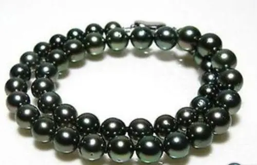 

Free Shipping >>>>>AAA10-11mm natural tahitian black green pearl necklace 18inch