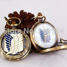 1 unids/lote reloj de bolsillo Anime ataque en Titán/Shingeki no Kyojin Scouts legión collares vintage bronce colgantes envío de la gota