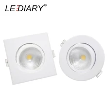 LEDIARY super jasne led oprawy typu downlight okrągły/kwadratowy 75mm cięcia otworu do wbudowania COB prawdziwe 5W kąt regulowany 100-240V lampa punktowa
