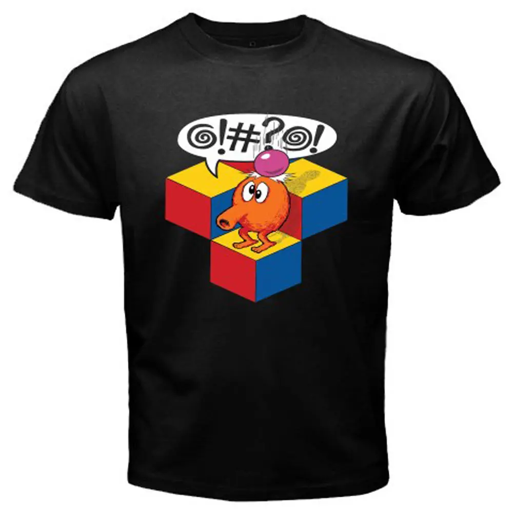 New Q Bert Retro 80s Arcade Video Game Men's Black T-Shirt Size S to 3XL Comfortable t shirt Casual Short Sleeve TEE | Мужская