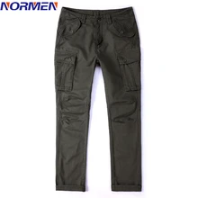 Normen брендовый мужской повседневный однотонный карго Брюки высшего класса плюс размер хлопок Полная длина свободные брюки для мужчин военные брюки карго